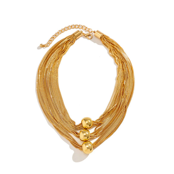 Jewelry Metal Plastic Geometric Ball Pendant Necklace Electroplated Box Chain Women