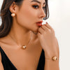 Jewelry Metal Plastic Snake Bone Chain Geometric Ball Clavicle Necklace For Women Electroplated Punk Style