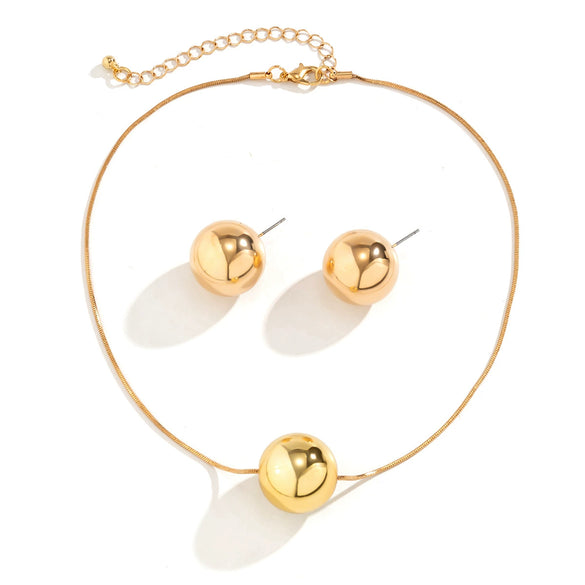 Jewelry Metal Plastic Snake Bone Chain Geometric Ball Clavicle Necklace For Women Electroplated Punk Style