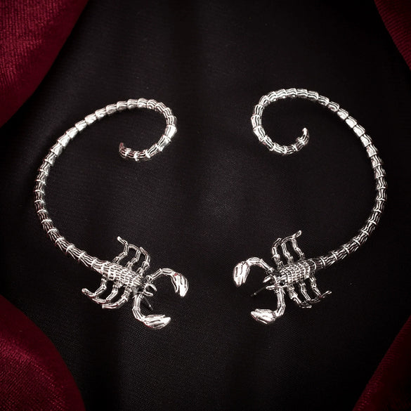Jewelry Metal Punk Dark Animal Scorpion Outline Ear Studs And Ear Clips Electroplated