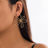 Jewelry Metal Punk Flower Geometric Drop Earrings For Women Electroplated