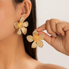 Jewelry Metal Punk Flower Geometric Drop Earrings For Women Electroplated