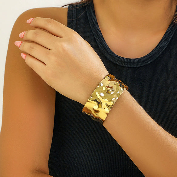 Jewelry Metal Punk Style Geometric Opening Bracelet With Electroplating
