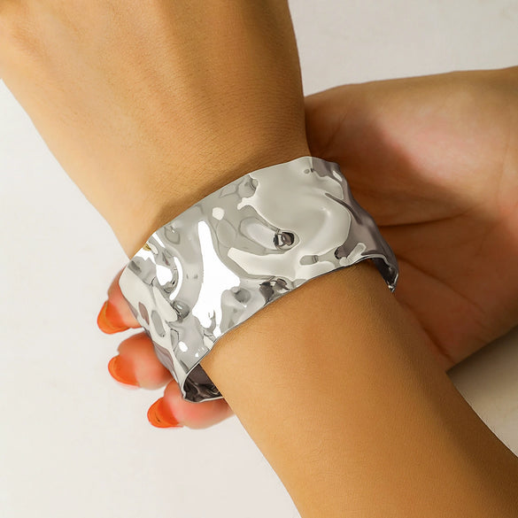 Jewelry Metal Punk Style Geometric Opening Bracelet With Electroplating