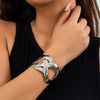 Jewelry Metal Punk Wide Face Hollow Cross Opening Bracelet With Electroplating
