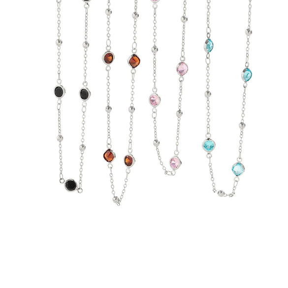 Jewelry Metal Rhinestone Thin Chain Waist Chain For Women Simple Beach Bikini Round Bead Body Chain
