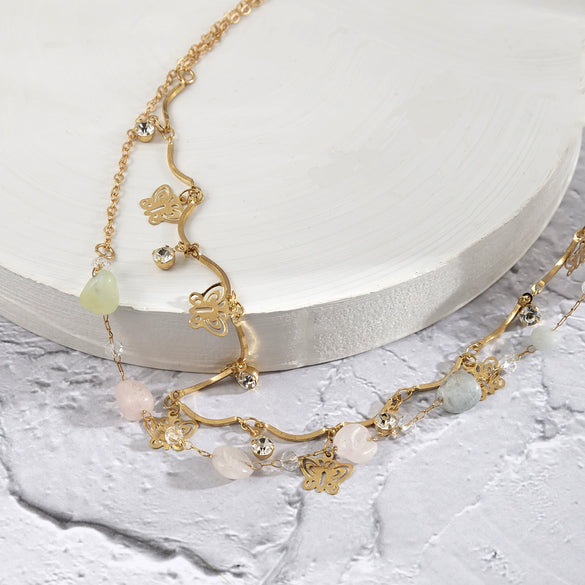 Jewelry Metal Sexy Hollow Small Butterfly Rhinestone Waist Chain For Women