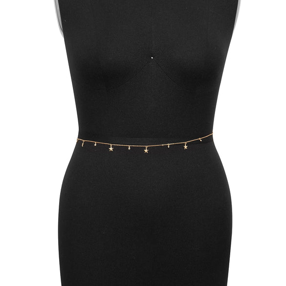 Jewelry Metal Simple Fivepointed Star Tassel Waist Chain For Women