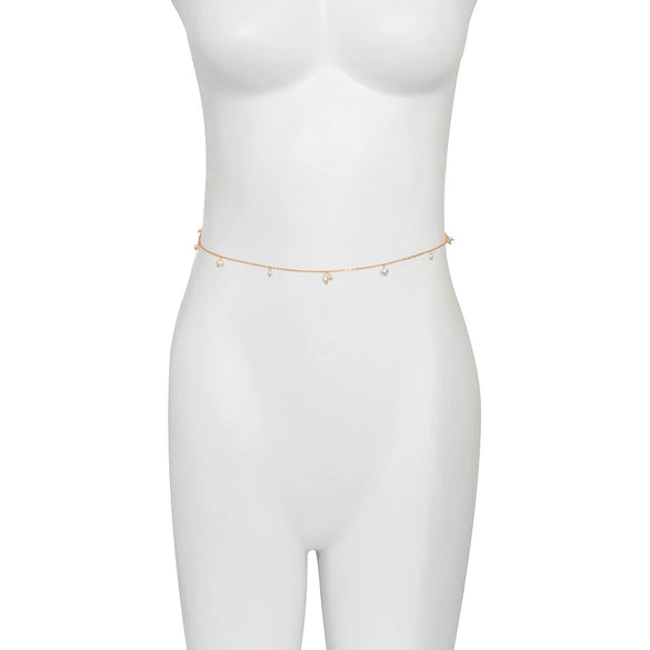 Jewelry Metal Simple Thin Chain Body Chain Waist Chain Irregular Imitation Pearl Tassel Allmatch For Women