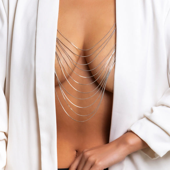 Jewelry Metal Snake Bone Chain Geometric Tassel Body Chain For Women Electroplated