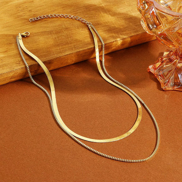 Jewelry Metal Snake Bone Chain With Wave And Geometric Pattern Electroplated For Women