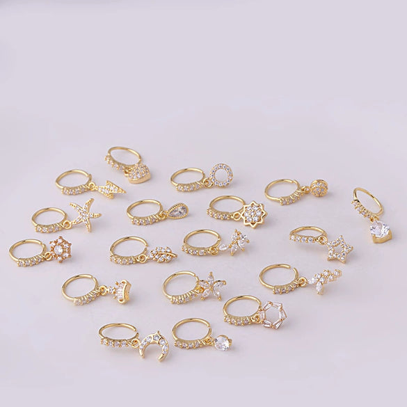 Jewelry Metal Water Drop Zircon Pendant Nose Ring Geometric Electroplating Women's