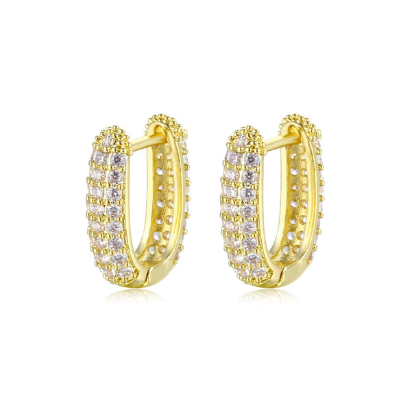 Jewelry Microinlaid Zircon Environmental Protection Copper Geometric Style Ear Buckle Earrings