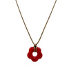 Jewelry Minimalist Dark Red Acrylic Flower Pendant Necklace Electroplated Stainless Steel