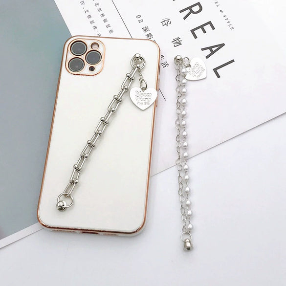 Jewelry Mobile Phone Case Bracelet Accessories Alloy Electroplating Pearl Love Letter Shell Women's