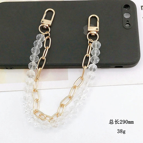 Jewelry Mobile Phone Chain Handheld Glass Glaze Beaded Crystal Baked Paint For Women