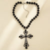 Jewelry Multi Layer Imitation Pearl And Alloy Cross Clavicle Chain With Geometric Design And Electroplating Treatment