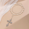 Jewelry Multi Layer Imitation Pearl And Alloy Cross Clavicle Chain With Geometric Design And Electroplating Treatment
