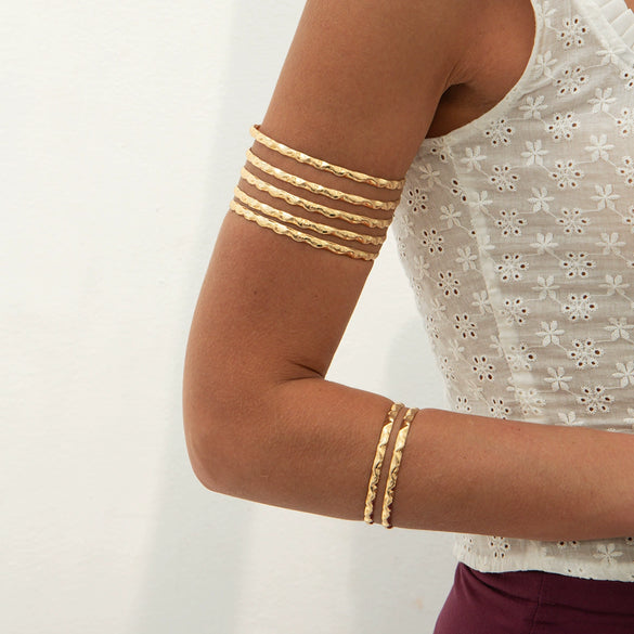Jewelry Multilayer Hollow Arm Bracelet Iron Casual Style Electroplating