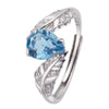 Jewelry Natural Citrine Ring S925 Sterling Silver Inlaid With Topaz Garnet Amethyst Open Leaf Shape Little Fresh Style Set With Crystal For Women