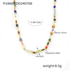 Jewelry Natural Colored Stone Beaded Bohemian Style Handmade Titanium Steel Necklace With Agate Pendant Geometric Design