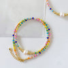 Jewelry Natural Freshwater Pearl And Organic Glass Beaded Handwoven Geometric Style Necklace For Women