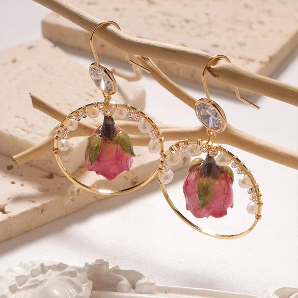 Jewelry Natural Pearl Flower Handmade Bohemian Style Women's Earrings