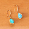 Jewelry Natural Semiprecious Stone Fanshaped Water Drop Ear Hook Elegant Retro Earrings For Women