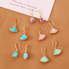 Jewelry Natural Semiprecious Stone Fanshaped Water Drop Ear Hook Elegant Retro Earrings For Women
