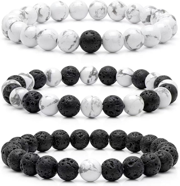 Jewelry Natural Stone Bracelet Copper Geometric Handmade Rose Quartz Tiger Eye Agate