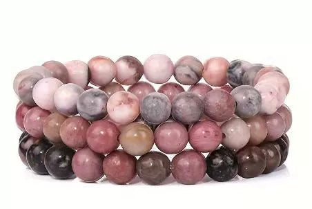 Jewelry Natural Stone Bracelet Copper Geometric Handmade Rose Quartz Tiger Eye Agate