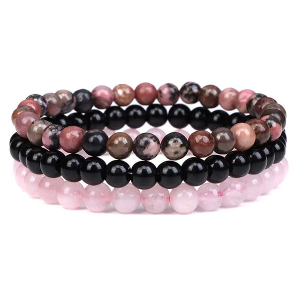 Jewelry Natural Stone Bracelet Copper Geometric Handmade Rose Quartz Tiger Eye Agate