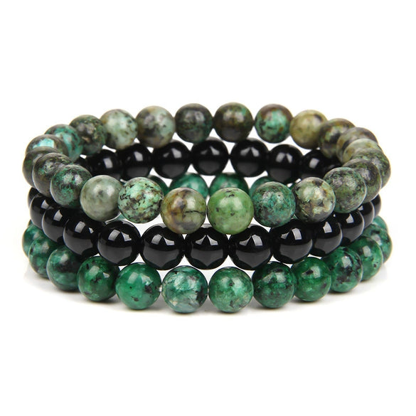 Jewelry Natural Stone Bracelet Copper Geometric Handmade Rose Quartz Tiger Eye Agate