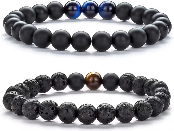 Jewelry Natural Stone Bracelet Copper Geometric Handmade Rose Quartz Tiger Eye Agate