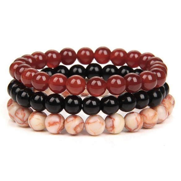 Jewelry Natural Stone Bracelet Copper Geometric Handmade Rose Quartz Tiger Eye Agate