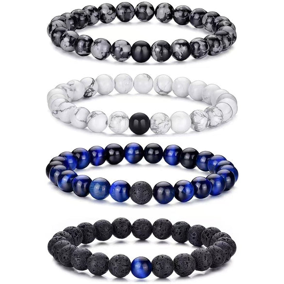 Jewelry Natural Stone Bracelet Copper Geometric Handmade Rose Quartz Tiger Eye Agate