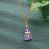 Jewelry Natural Stone Cross Stainless Steel O Shaped Chain Micropaved Necklace