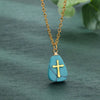 Jewelry Natural Stone Cross Stainless Steel O Shaped Chain Micropaved Necklace