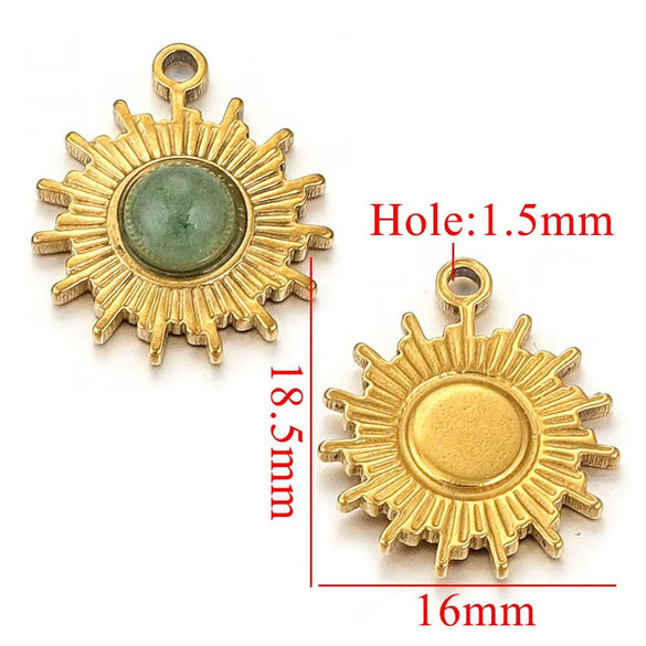 Jewelry Natural Stone Stainless Steel Inlay Totem Pendant And Earrings Bohemian Style
