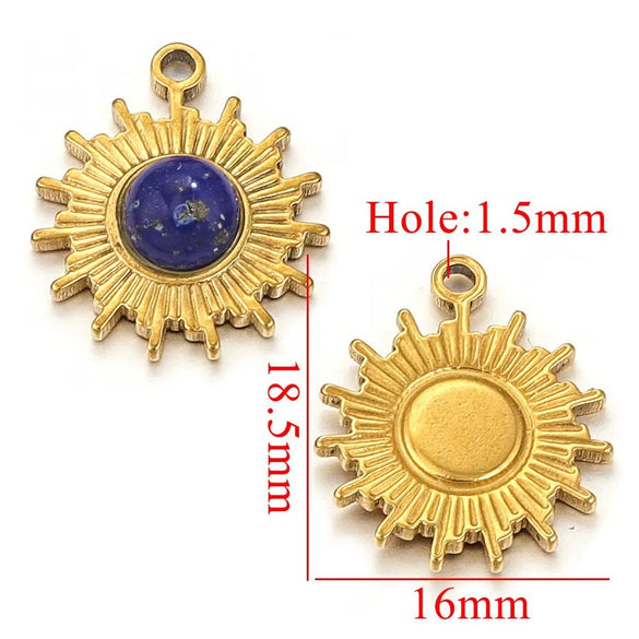 Jewelry Natural Stone Stainless Steel Inlay Totem Pendant And Earrings Bohemian Style
