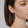 Jewelry Natural Stone 925 Sterling Silver Tassel Freshwater Pearl Turquoise Pendant Earrings Geometric Style Electroplated For Women