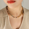 Jewelry Natural Stone Titanium Steel Geometric Electroplating Women
