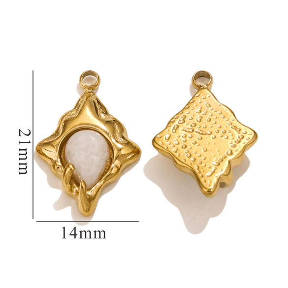 Jewelry Natural Stone Titanium Steel Geometric Eyes Pendant Earrings With Electroplating