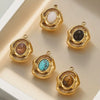 Jewelry Natural Stone Titanium Steel Geometric Eyes Pendant Earrings With Electroplating
