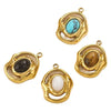 Jewelry Natural Stone Titanium Steel Geometric Eyes Pendant Earrings With Electroplating