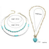 Jewelry Natural Stone Turquoise Alloy Beaded Necklace And Bracelet Handmade Geometric Electroplated For Women