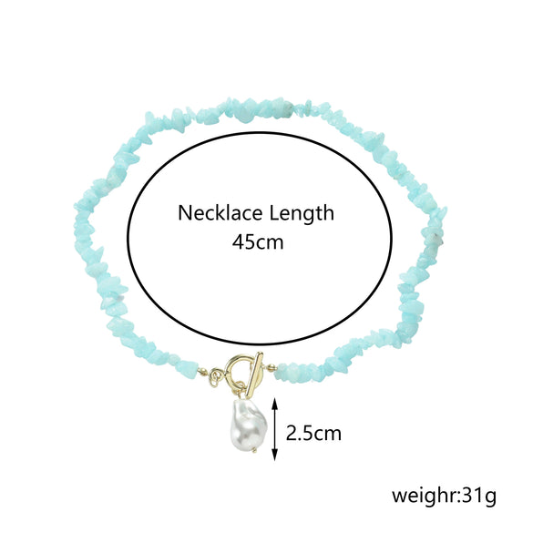 Jewelry Natural Stone Turquoise Alloy Beaded Necklace And Bracelet Handmade Geometric Electroplated For Women
