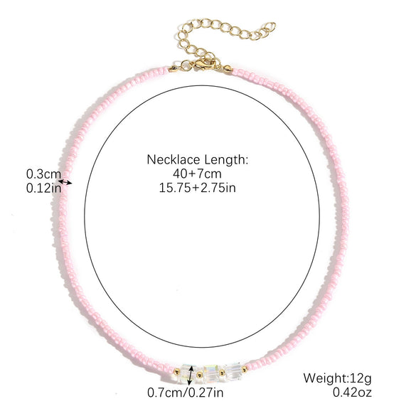 Jewelry Necklace Artificial Crystal Heart Flowers Geometric Animals Zodiac Handmade Electroplated Pearl Chain For Women