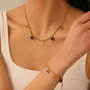 Jewelry Necklace Bracelet Earrings Set Stainless Steel Titanium Steel Hollow Five Leaf Flower Love Water Drops Bell Pattern