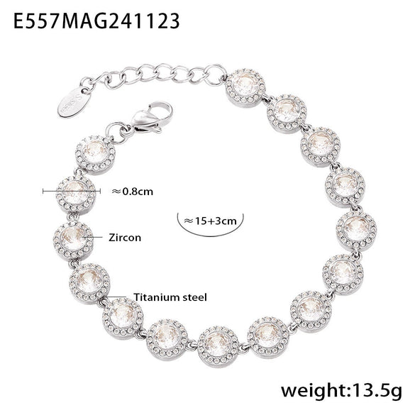 Jewelry Necklace Bracelet Set 316L Stainless Steel Zircon Electroplating Light Luxury Style